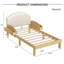Structure de lit simple avec tête de lit tapissier en bois, tête de lit courbée et rembourrée avec pieds arqués et tablettes de rangement latérales, lit plateforme moderne pour la chambre à coucher, aucun sommier nécessaire
