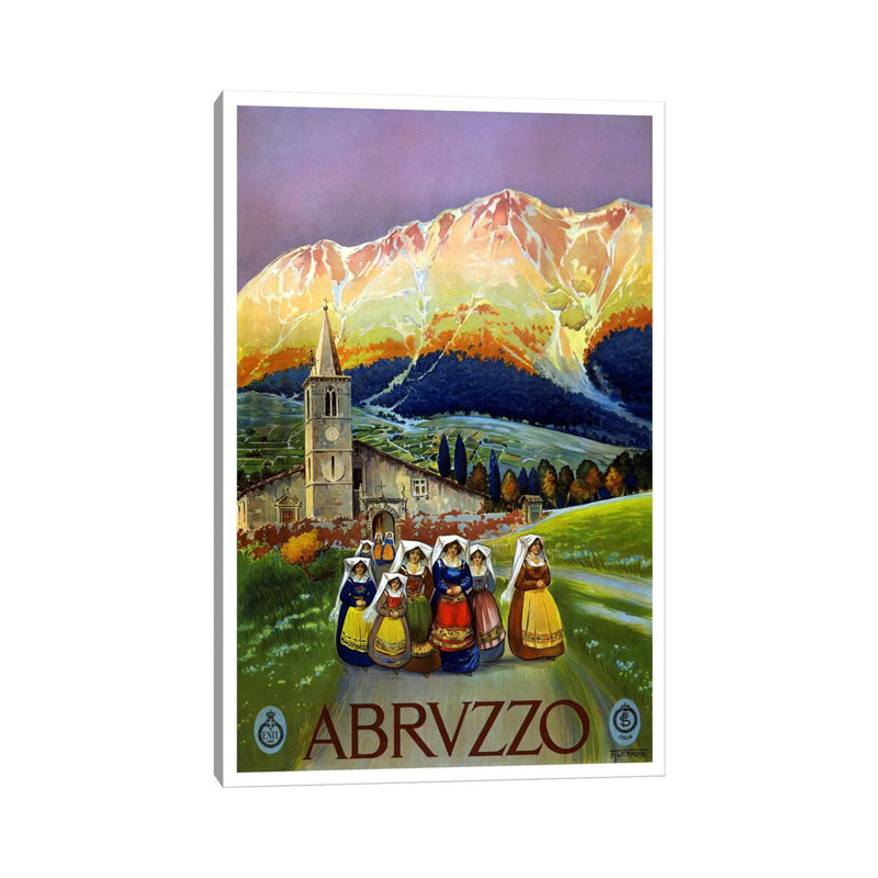 Abrvzzo (Abruzzo) Advertising Vintage Poster - Wrapped Canvas Print, 101.6 cm H x 66.04 cm W x 1.91 cm D