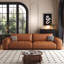 Canapé modulaire orange en cuir véritable-648197606