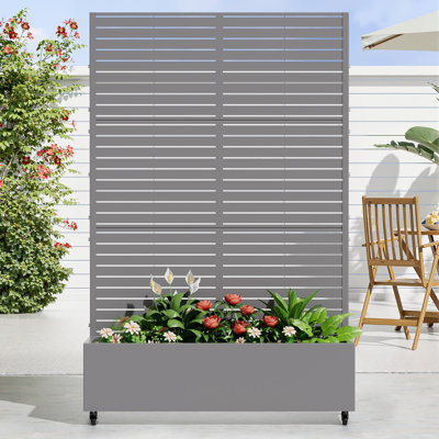 185cm H x 120cm Metal Raised Garden Bed with Trellis on Wheels Weather-Resistant Planter Box with Ga