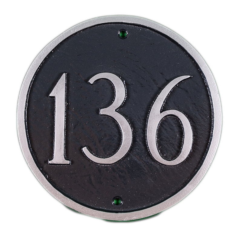 Plaque d'adresse murale 1 ligne Petite, Noir / argent, Oui