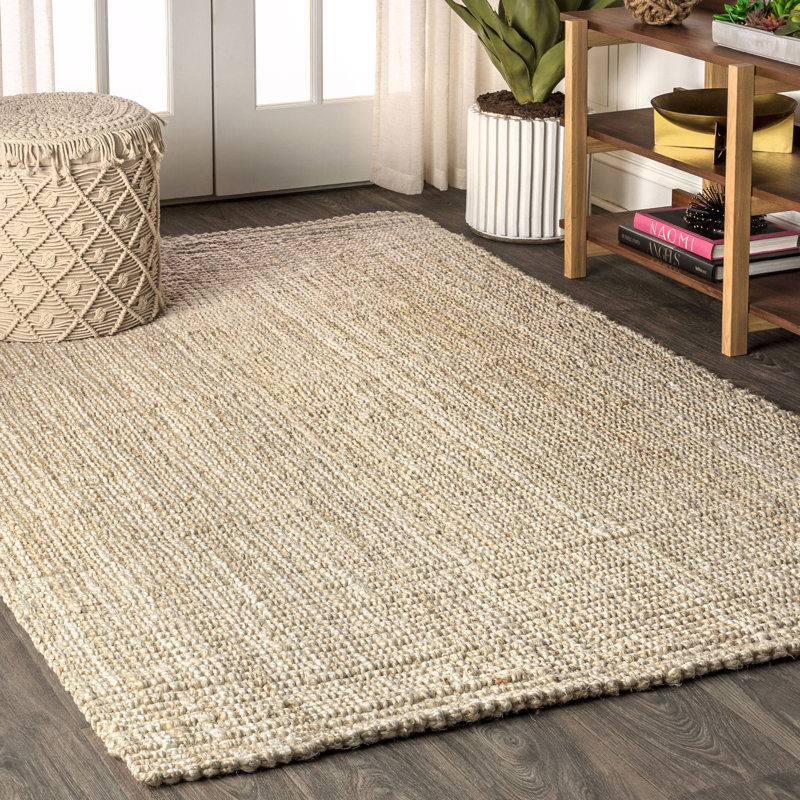 Ehmann Chunky Hand-Braided Ivory Area Rug, Rectangle 5' x 8'