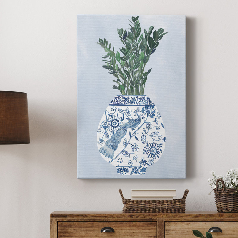 Vase au clair de lune I - peinture sur toile tendue, H 18 po x l 12 po x P 1 po