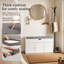 100cm Entryway Shoe Bench with Linen Cushion - Hidden Storage & 2-Tier Rack - White