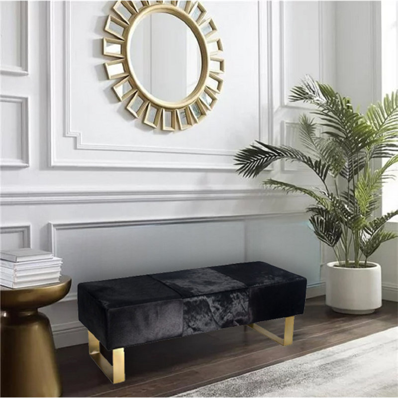 Hajrat Cowhide Bench, Gold, Black