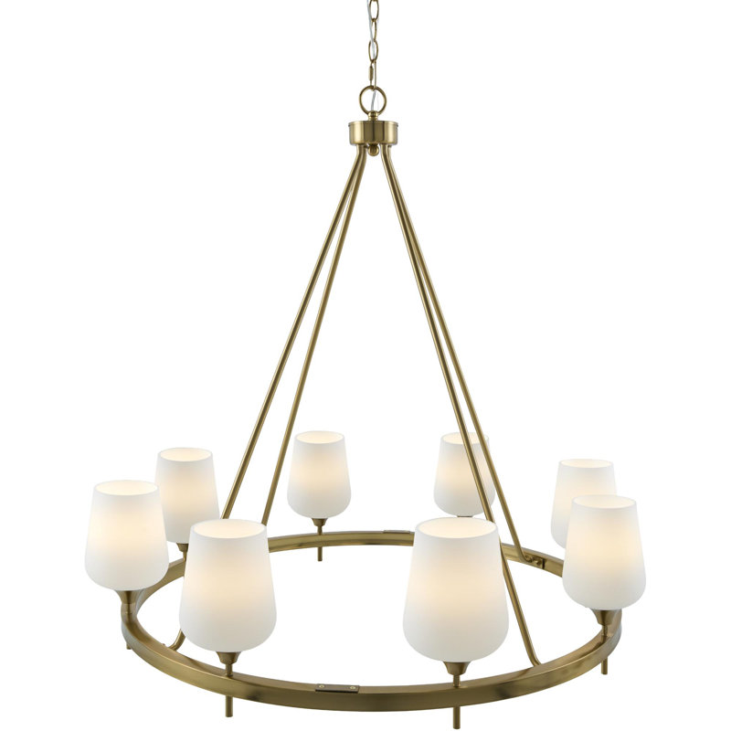 Adames Chandelier, White, Brass