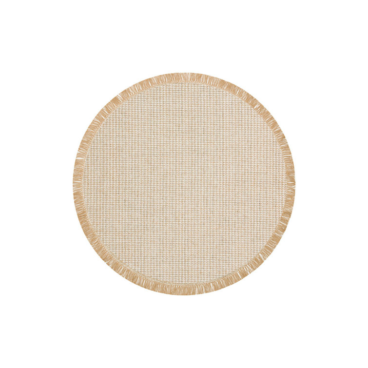 Ebern Designs Round Morosini Striped Machine Woven Round 130cm Cream ...
