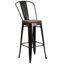 Tabouret de bar ou de comptoir en métal Marian avec dossier et siège en bois Marian-2101696487-2101696429-2127243145