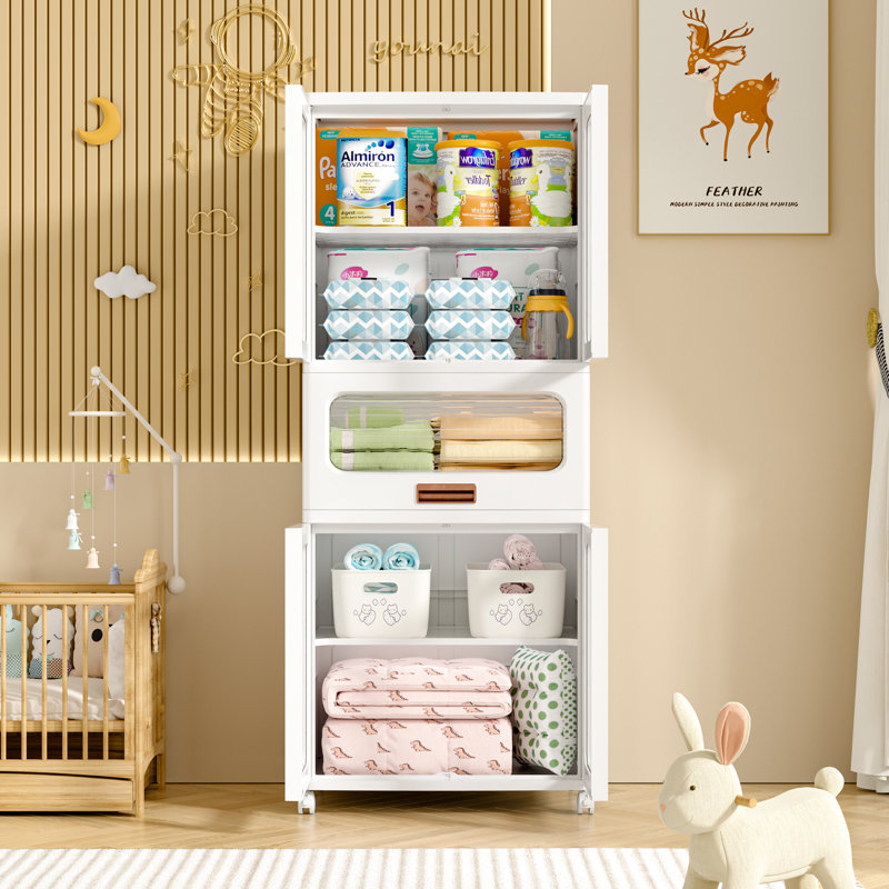 Aarn Plastic Storage Bins With Lids, Stackable Storage Containers With Drawers And Doors, Folding Collapsible Storage Boxes Bins With Wheels, Closet Organizers And Storage Cabinet For Dorms, Bedroom, Living Room, Home Office