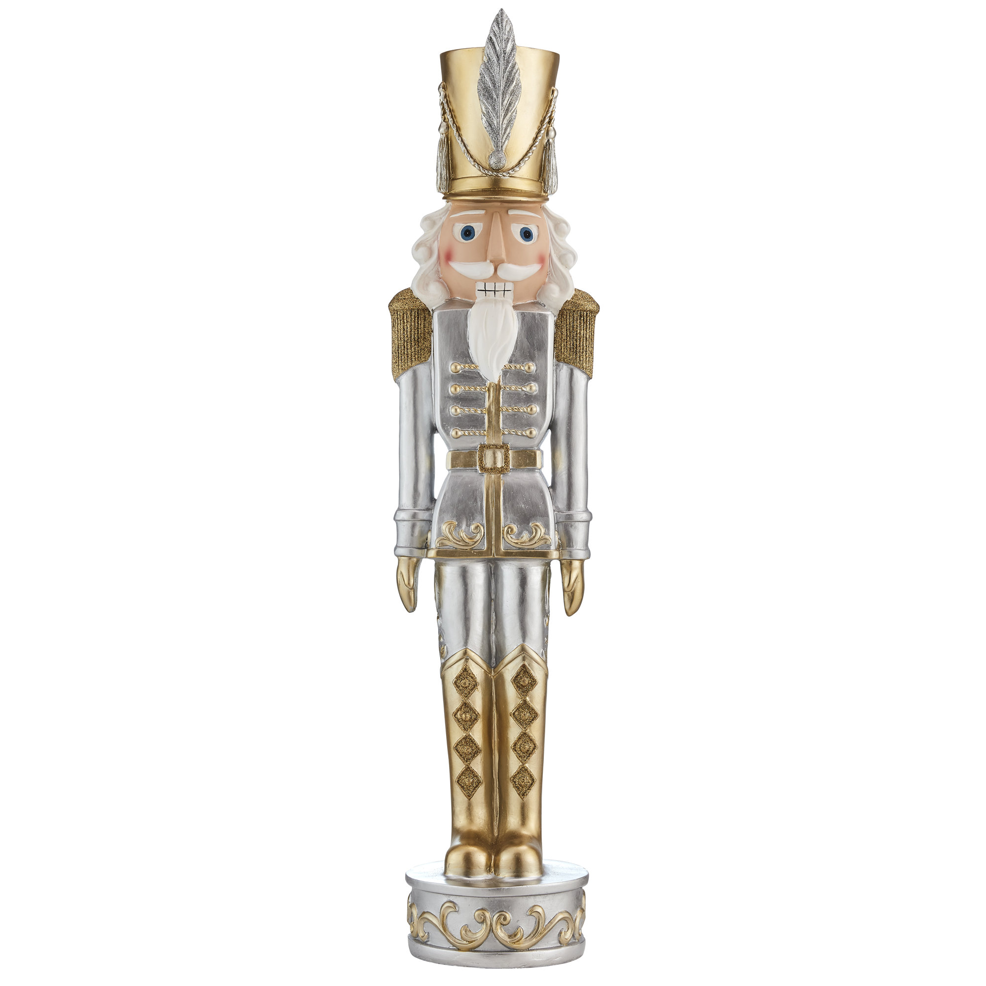 Christmas Nutcracker, 37.5" H x 9" W x 7.5" D, Silver/Gold