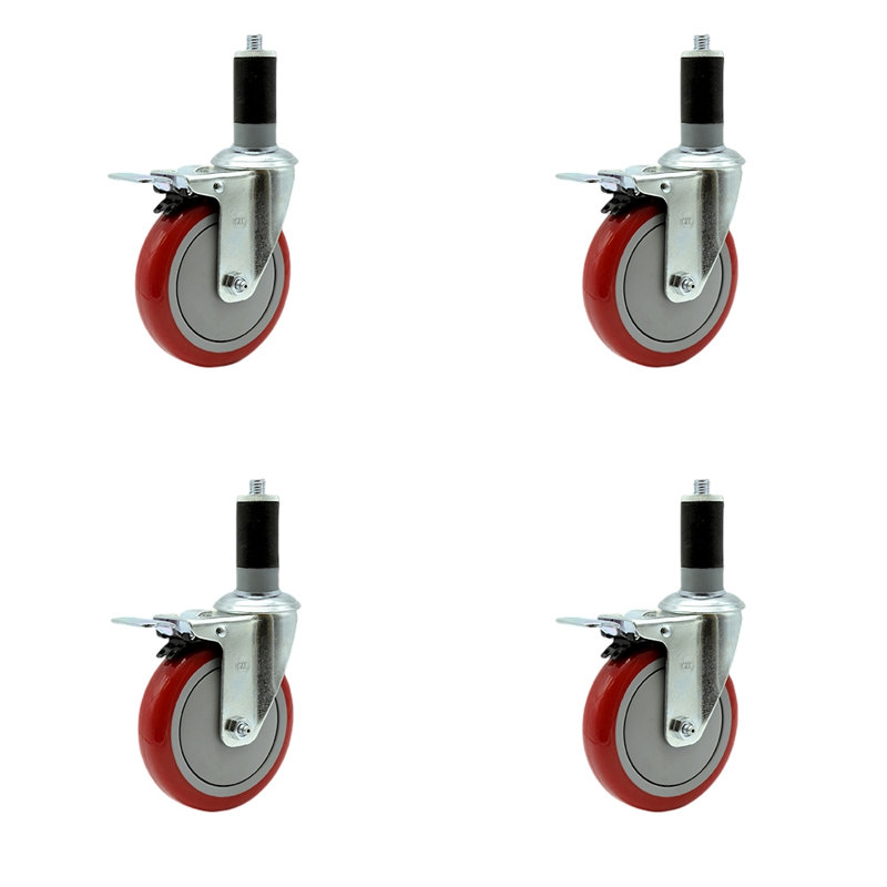 Roulettes de rechange verrouillables, Rouge
