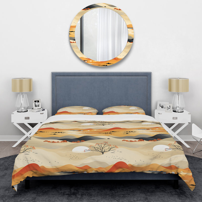 Ensemble de housse de couette Minimalist Landscape V II, Housse de couette pour grand lit et 2 taies décor