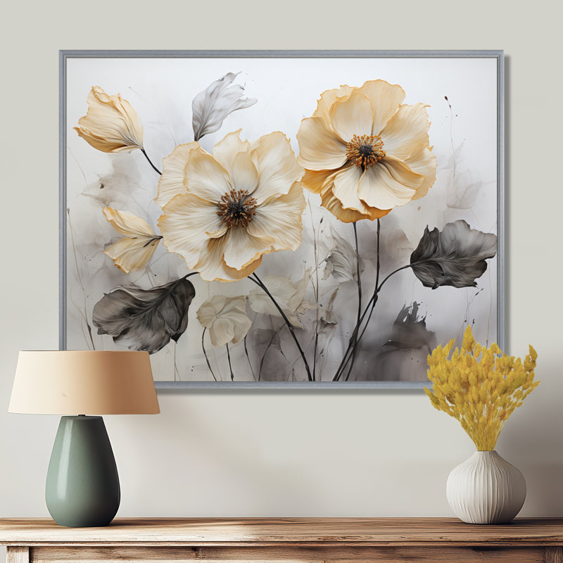 Minimalisme Morning Glory - Morning Glory, impression sur toile encadrée, H 34 po x l 44 po x P 1,5 po, Encadrement argenté