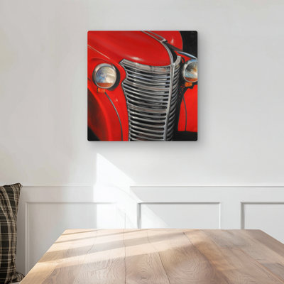50's Car Grid Closeup - Vintage Metal Print for Home Decor