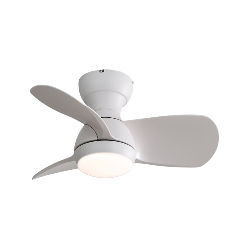 23 Inch Indoor Ceiling Fan With 3 Color Dimmable 3 ABS Blades Remote Control Reversible DC Motor White With 18W Led Light