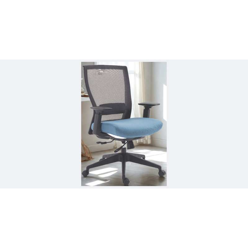 Mia Mesh Back Ergonomic Office Chair with Adjustable Arms & Lumbar, Seat Slide, and Tilt Control, Ocean Blue Fabric Seat