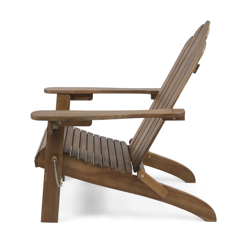 Chaise Adirondack pliable en bois massif Lilwenn, Brun foncé