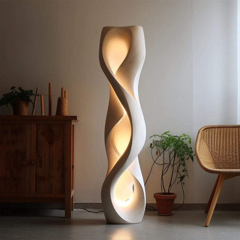 Lampadaires ivoire en plastique de forme libre
