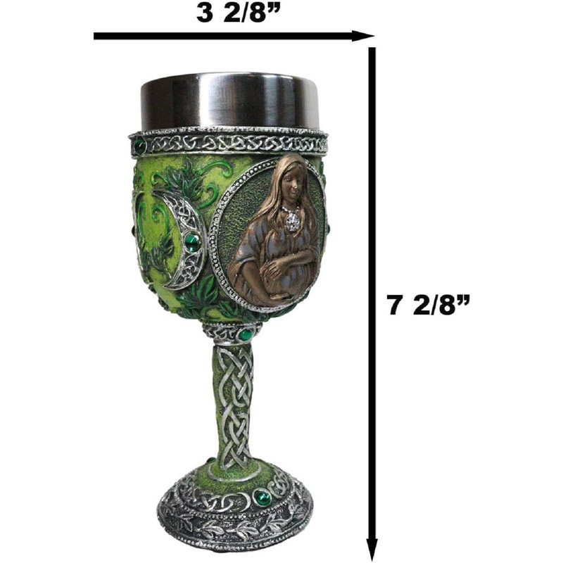 Calice de vin vert Wicca Triple Goddess Maiden Mother Crone Witchcraft