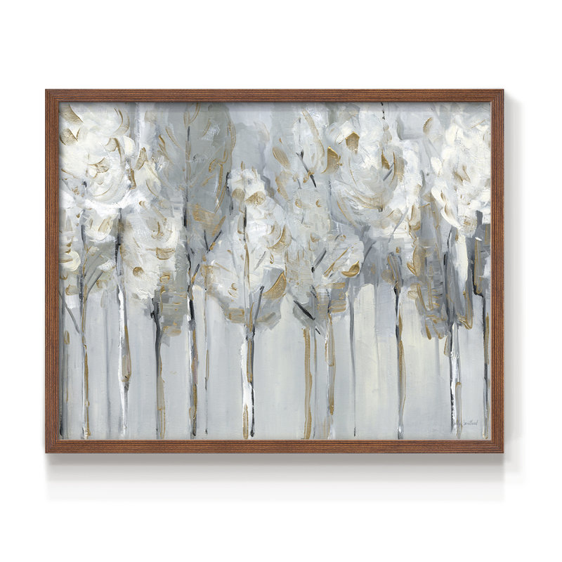 Arbre argenté et doré - reproduction encadrée - réarmable, H 11 po x l 14 po, Noyer