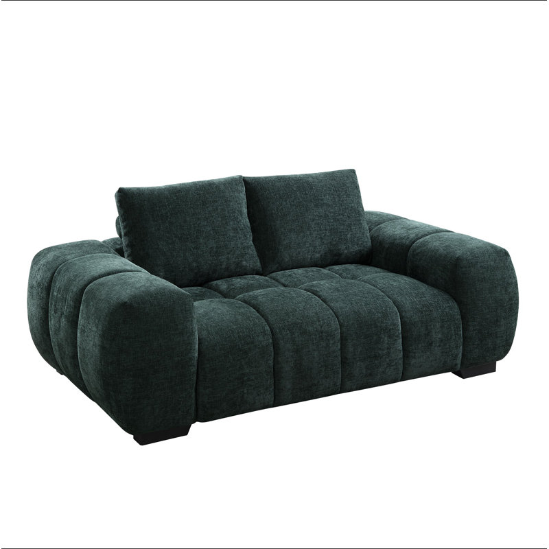 Causeuse en chenille Ferrand - Support à ressorts ensachés, structure en bois, coussins moelleux profonds