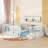 Full Size Metal Floor Bed Frame With Fence And Door, White-222715379-222715378