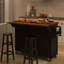 54.5" Drop-Leaf Countertop Kitchen Cart With Power Outlet And Spice Rack & Towel Rack-1850700022