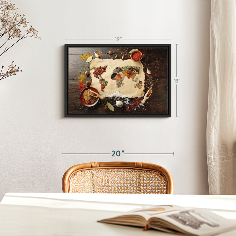 "Carte du monde des épices, art mural", H 13 po x l 19 po