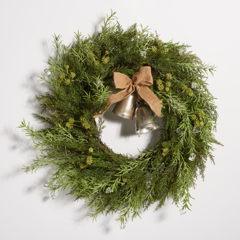 Faux Lighted Pine 22'' Wreath