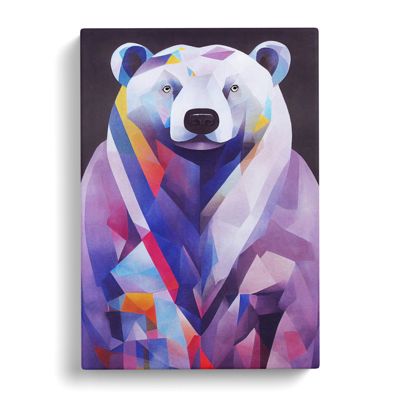 Colourful Polar Bear - Wrapped Canvas, 50cm H x 35cm W x 3cm D