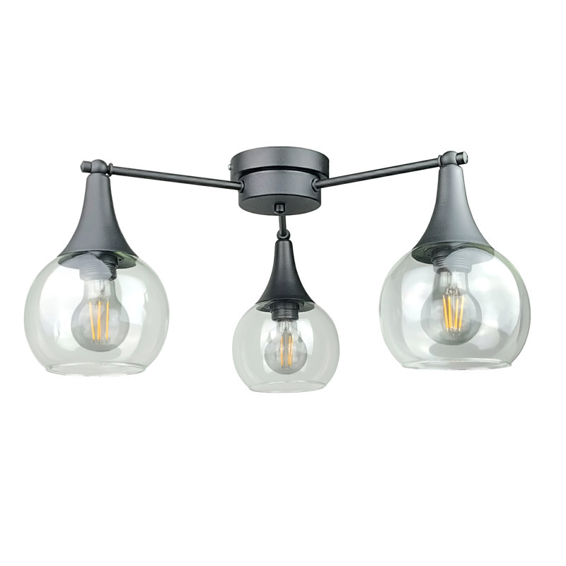 Bornaman Glass Semi Flush Mount, Grey