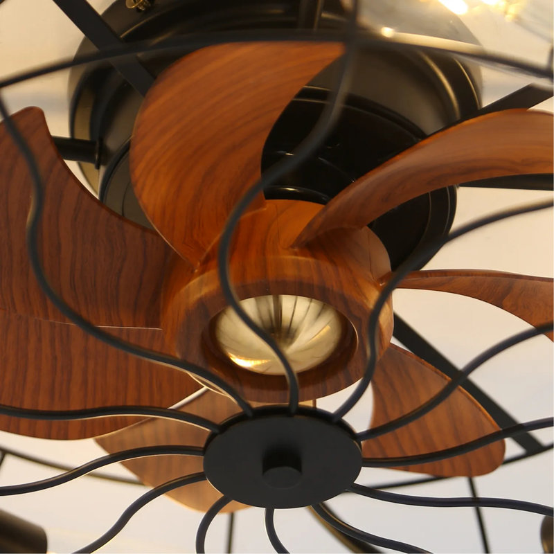 (Identique à W882P146308) Ventilateur de plafond de 20 pouces de style industriel avec moteur à courant continu réversible à télécommande 6 vitesses Wind E26 noir mat pour chambre à coucher