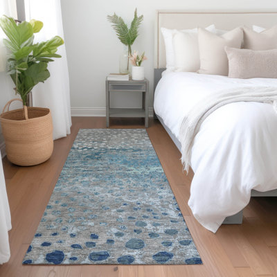 Machine Washable Indoor/Outdoor Christain ACN1368 Gray Rug