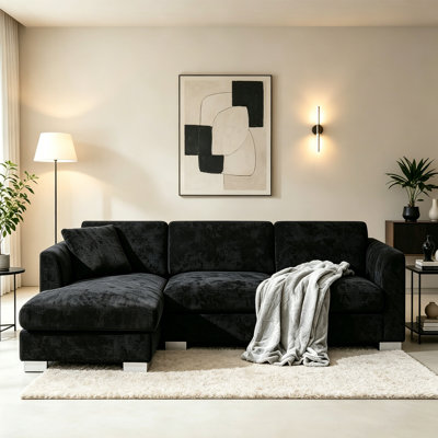Canapé modulaire en forme de L de 96 po en forme de nuage, canapé 4 places en chenille avec méridienne surdimensionnée, 2 coussins gratuits pour le bureau du salon