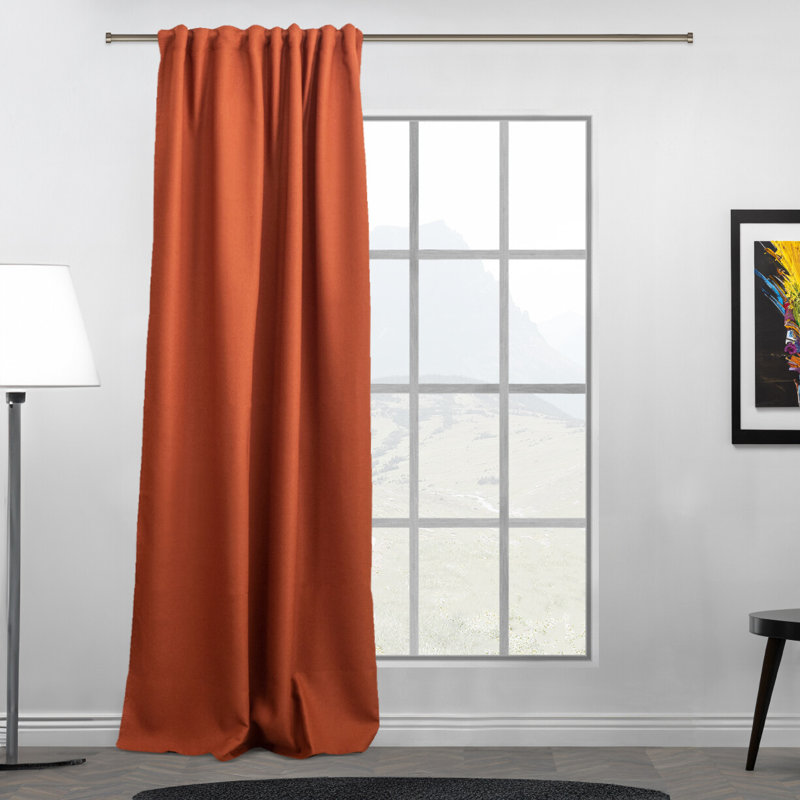 Room Darkening Single Curtain Panel, Burnt Orange, 130cm Width x 225cm Drop
