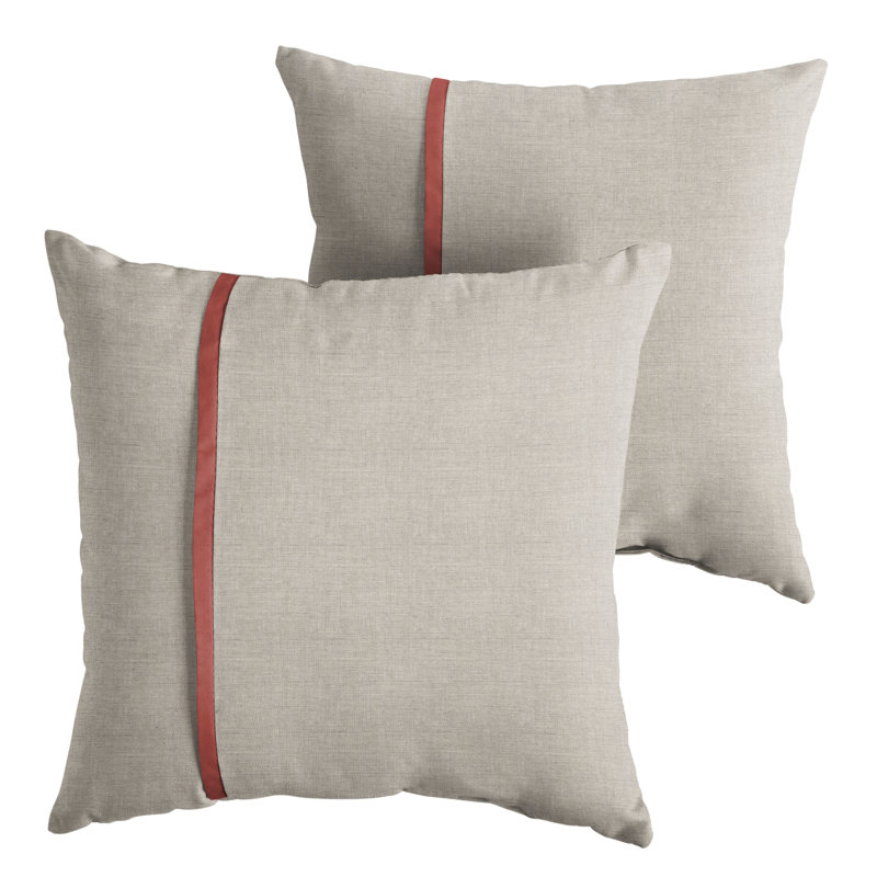 Tomuri Indoor/Outdoor Throw Pillow, 22" x 22", Cast Silver Sunbrella Plainweave