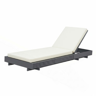 Acacia Solid Wood Outdoor Chaise Lounge With Water-Repellent Cushion, 400Lbs Capacity, Modern Patio Sun Lounger For Garden, Poolside