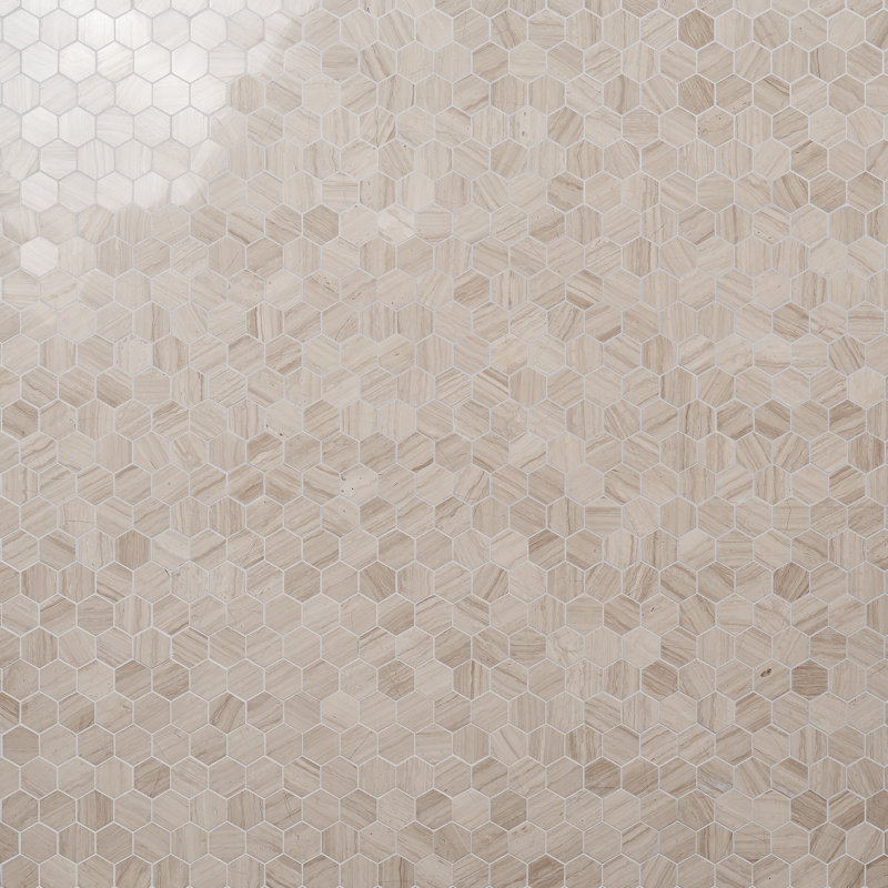 Carreau de mosaïque en marbre 2 po x 2 po Thassos, Beige bois