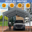 12’ X 20’ Heavy-Duty Dark Grey Carport With Galvanized Steel Frame