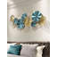 Art mural en métal moderne de luxe moderne, sculpture murale 3D en fer forgé et feuille de lotus pour chambre à coucher