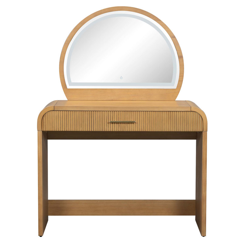 Table de coiffeuse éclairée de 39 pouces avec miroir à écran tactile et tiroir pour la chambre à coucher, design élégant et fonctionnel