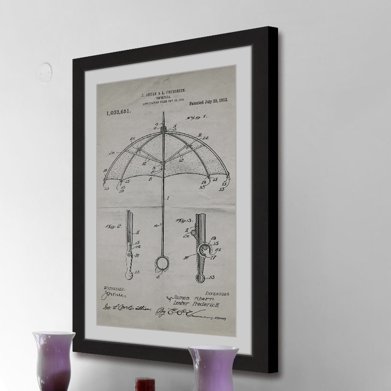 « parasol 1912 old paper » par steve king, reproduction d’art encadrée, H 36 po x l 24 po x P 1,5 po