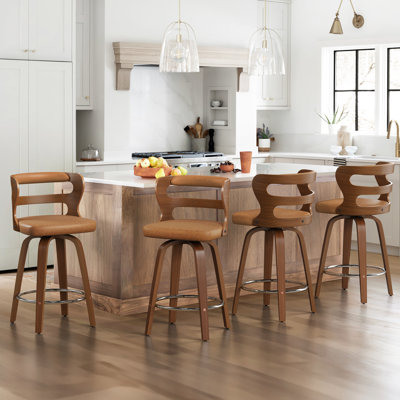 Myrtis Swivel Upholstered Bar Stool