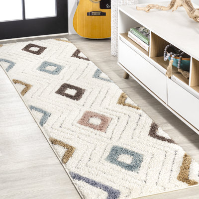 Peru Diamond Tribal High-Low Multi/Cream Rug