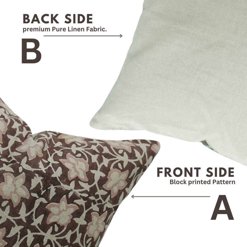 Housse de coussin en lin pur faite à la main avec coussin décoratif pour canapé, canapé et décoration intérieure - Chudamani