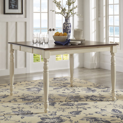 Alyssha 54 " Extendable Rubberwood Rectangular Solid Wood Top with Solid Wood Base Dining Table