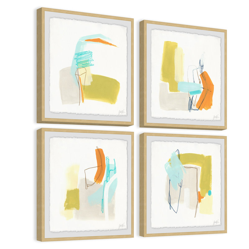 Adagio ii quadriptych, ensemble de 4 reproductions encadrées, H 12 po x l 12 po x P 1,5 po
