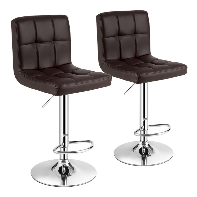Tabouret de bar pivotant à hauteur réglable avec structure en métal, Café, 2
