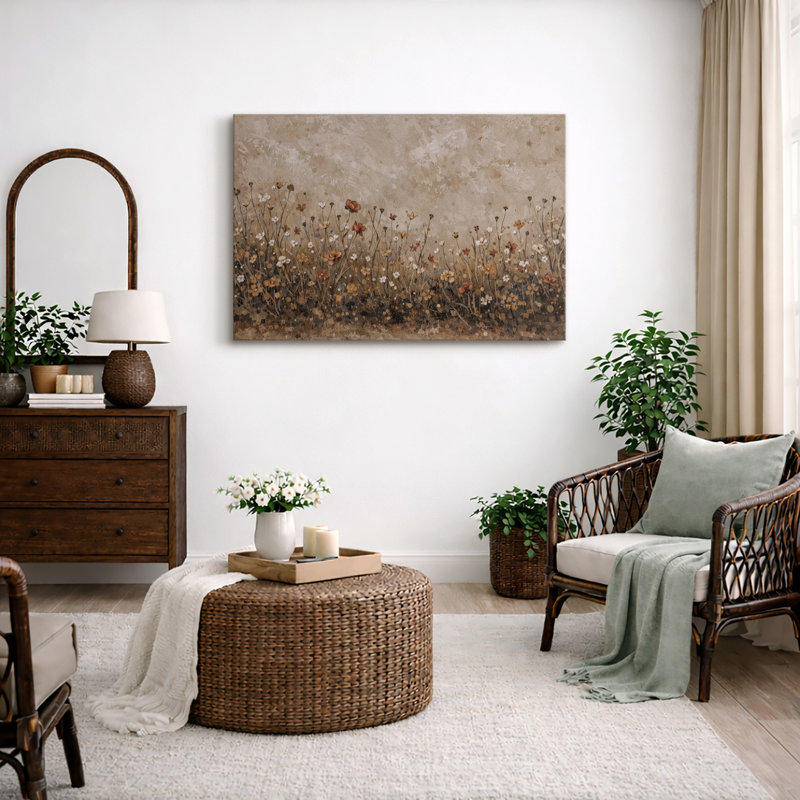 Autumn Wildflower Meadow Artwork, Living Room Pictures, Framed Canvas Giclee Print Wall Art, Wrapped Canvas, 24" H x 16" W