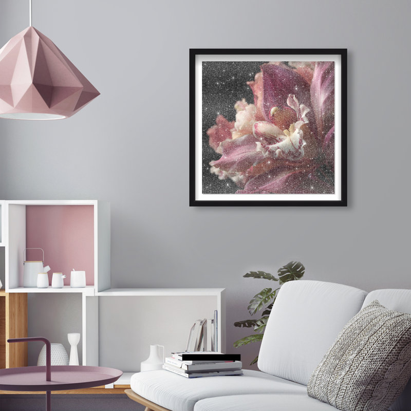 Velvet Labellum Shadowbox Floral & Botanical Print by Oliver Gal, Black Frame, 12 x 12, 25.5"H x 25.5"W, Black Shadowbox